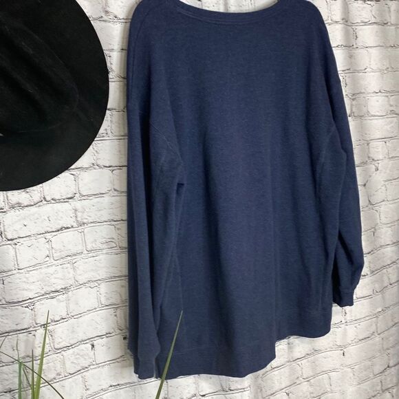 WILDFOX Social Side Slit Sweatshirt Lounging Relaxing Weekend Top Blue XL - Picture 9 of 13